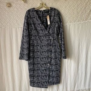 Donna Karan New York size 10 tweed wrap dress women's classic style elegant fall